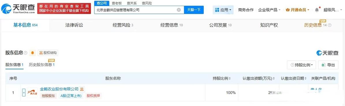 【金鹤农业旗下北京供应链管理公司注销】天眼查app显